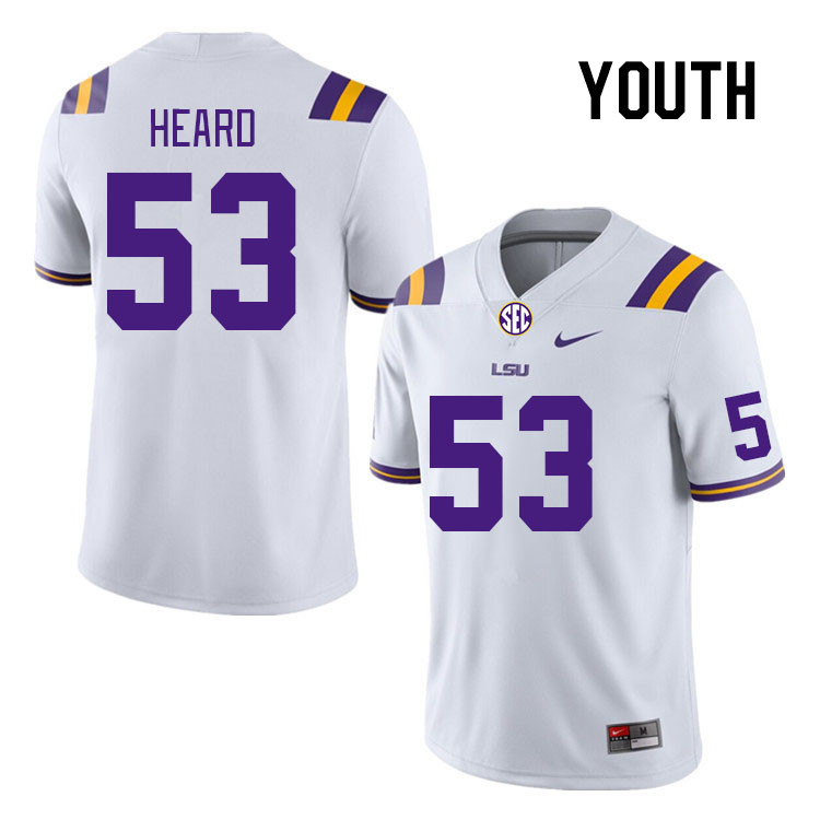 Youth #53 Lance Heard LSU Tigers College Football Jerseys Stitched Sale-White - Click Image to Close